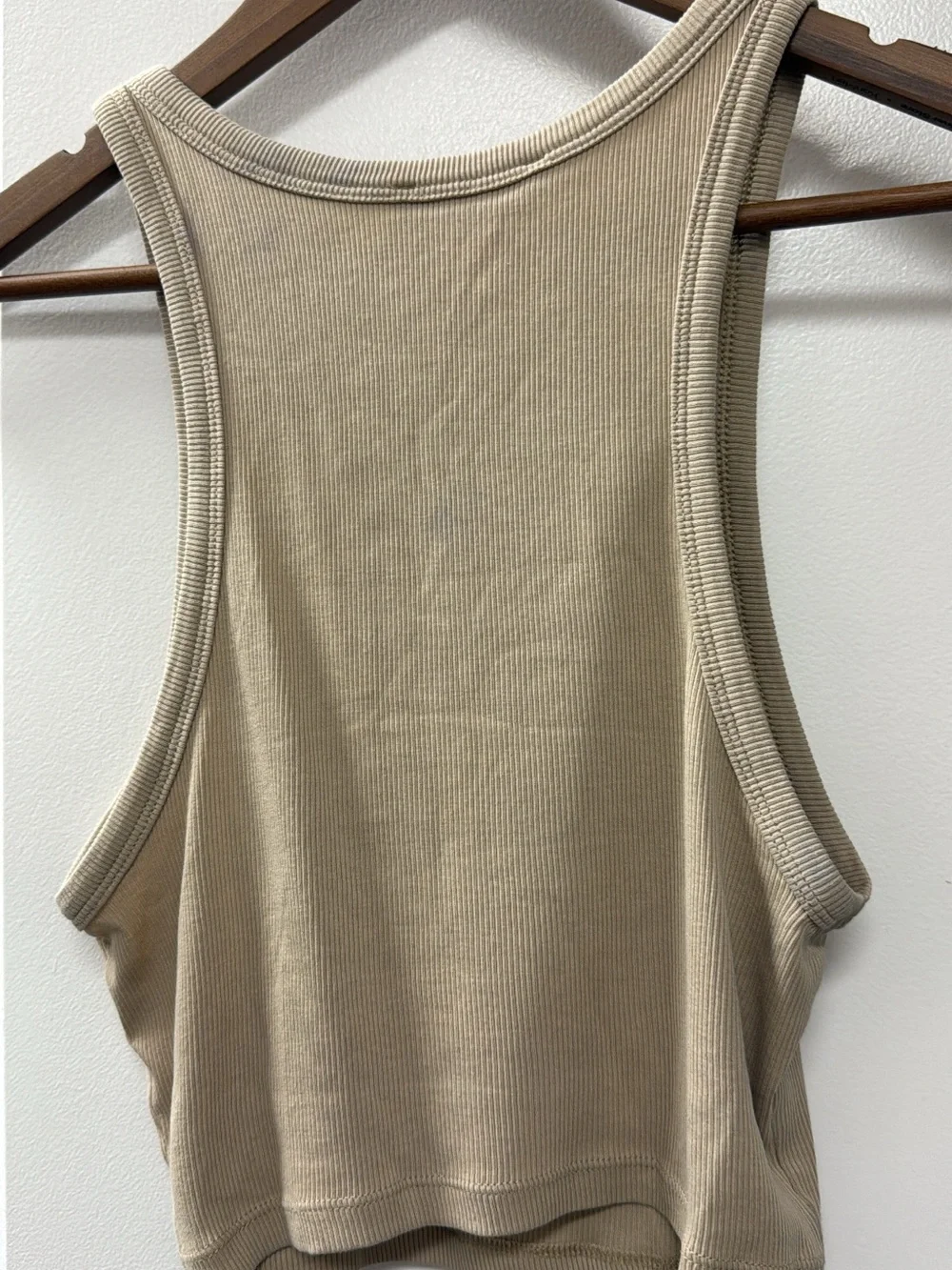 Zara Ribbed Tank Crop Top - Beige